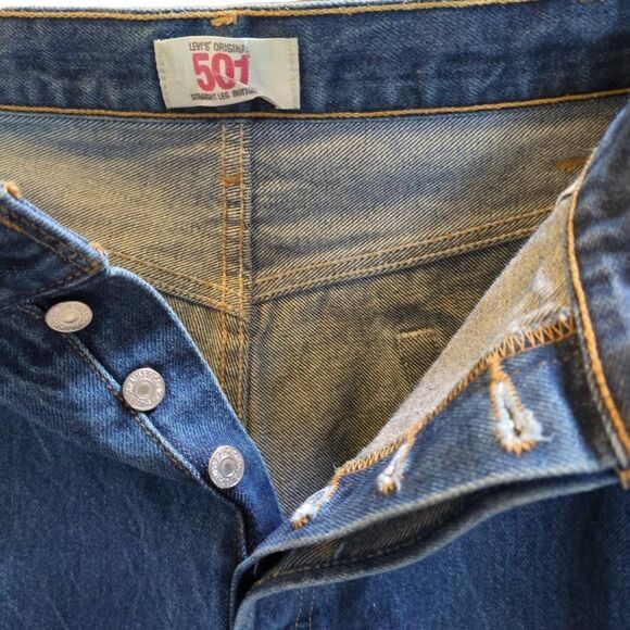 Levi's Men's Blue Denim Size 42x30 501 Original Fit Straight Leg Denim Jean Butt - Picture 4 of 5